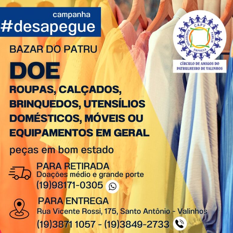 Read more about the article Patrulheiros promove a campanha Desapegue e pede doações para o Bazar do Patru