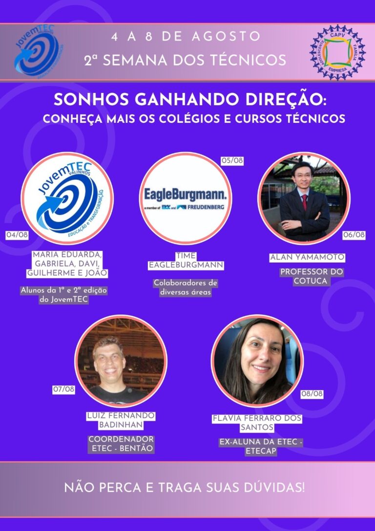 Read more about the article Semana dos Técnicos no JovemTEC inspira alunos com histórias e orientações profissionais