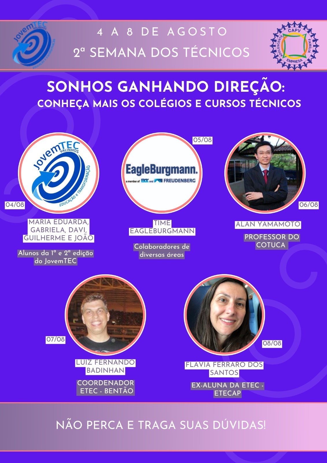 Read more about the article Semana dos Técnicos no JovemTEC inspira alunos com histórias e orientações profissionais